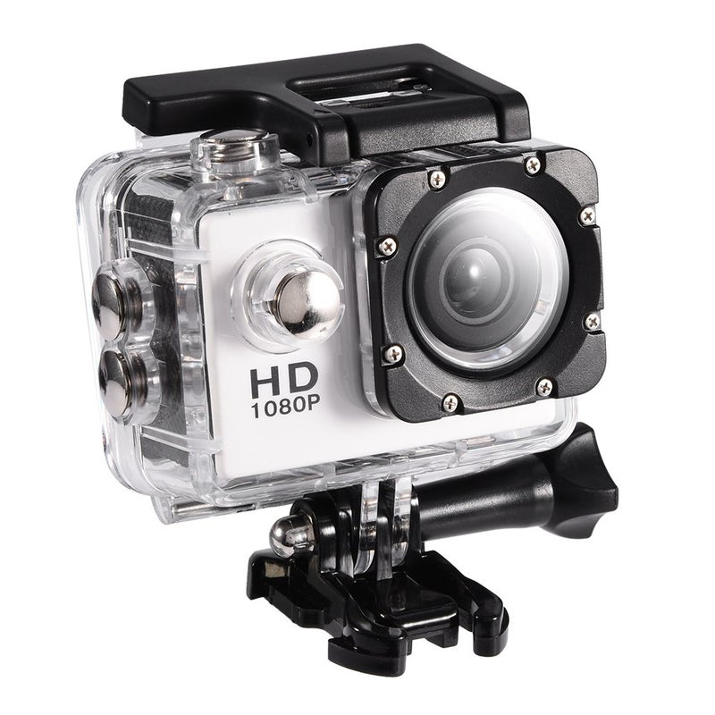 Serounder طقم كاميرا أكشن 1080P 12MP 30م كاميرا فيديو رياضية خارجية USB 2.0 كاميرا تحت الماء كاملة LCD كاميرا صغيرة مع بطاريات قابلة للشحن 900mAh وملحقات التثبيت (أبيض) - Image 1